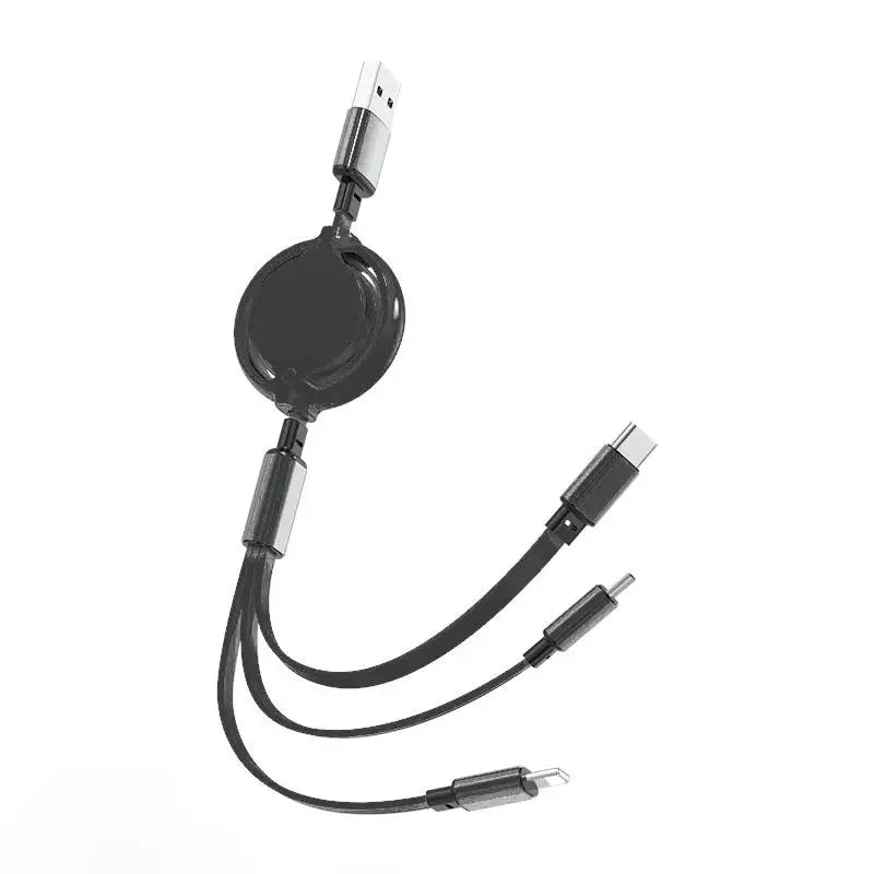 3in1 USB Charging Cable Retractable Charge Cord Fast travel essential USB cable Retractable phone - FushionX Techflex