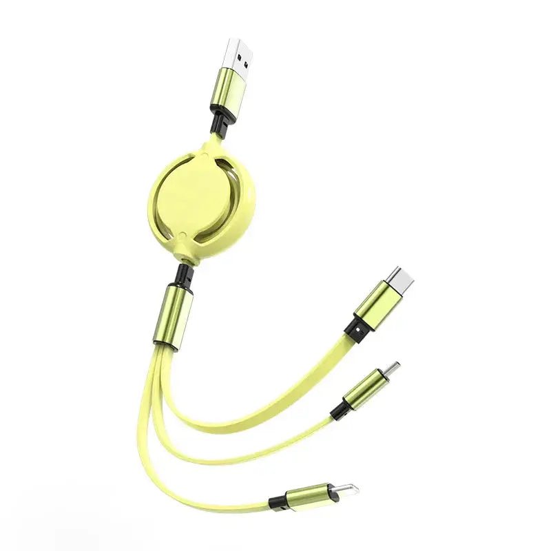 3in1 USB Charging Cable Retractable Charge Cord Fast travel essential USB cable Retractable phone - FushionX Techflex