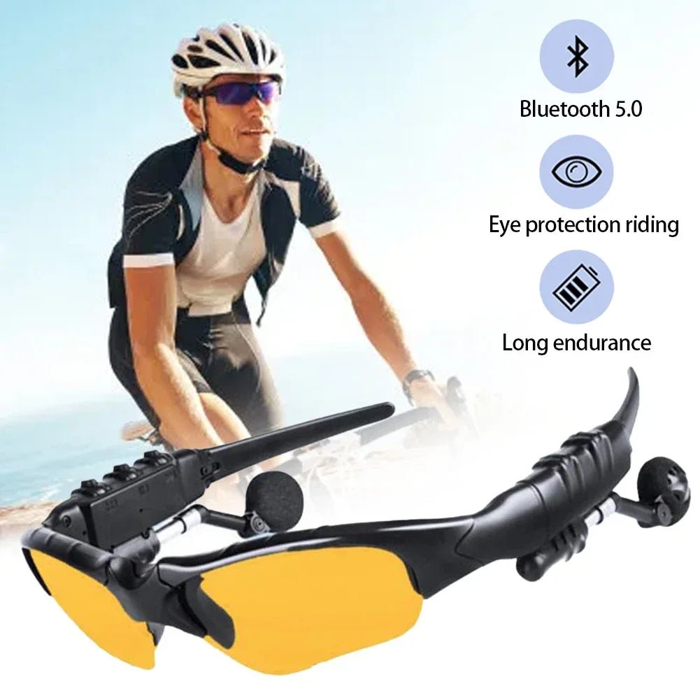5.0 Stereo Earphones Wireless Headset with Mic Smart Glasses Sunglasses for Driving Cycling Sports Noise Reduction Headphones - FushionX Techflex
