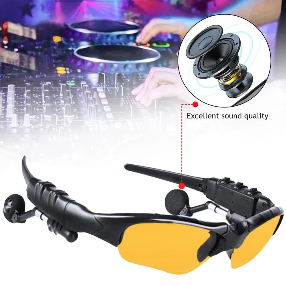 5.0 Stereo Earphones Wireless Headset with Mic Smart Glasses Sunglasses for Driving Cycling Sports Noise Reduction Headphones - FushionX Techflex