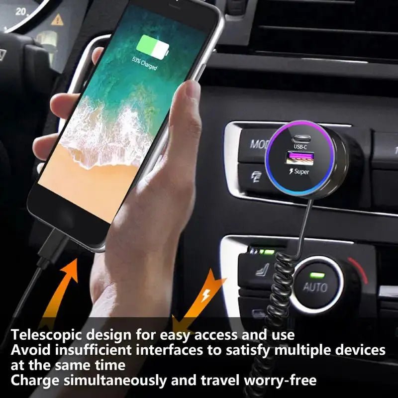 Car Charger Adapter Fast Charging PD 30W Type - C Adapter Block With Night Vision Design - FushionX Techflex