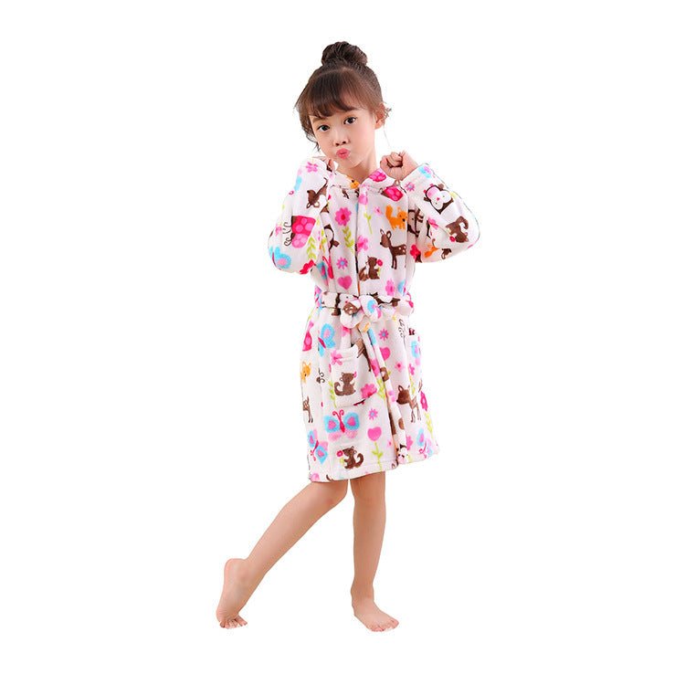 Cartoon Flannel Hooded Nightgown For Children - FushionX Techflex