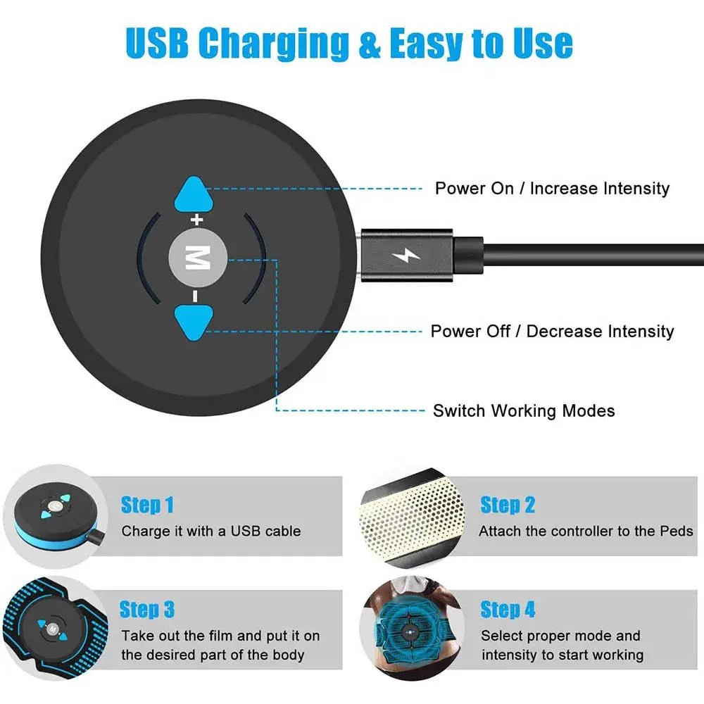 EMS Abdominal Belt Electrostimulation ABS Muscle Stimulator Hip Muscular Trainer Toner - FushionX Techflex