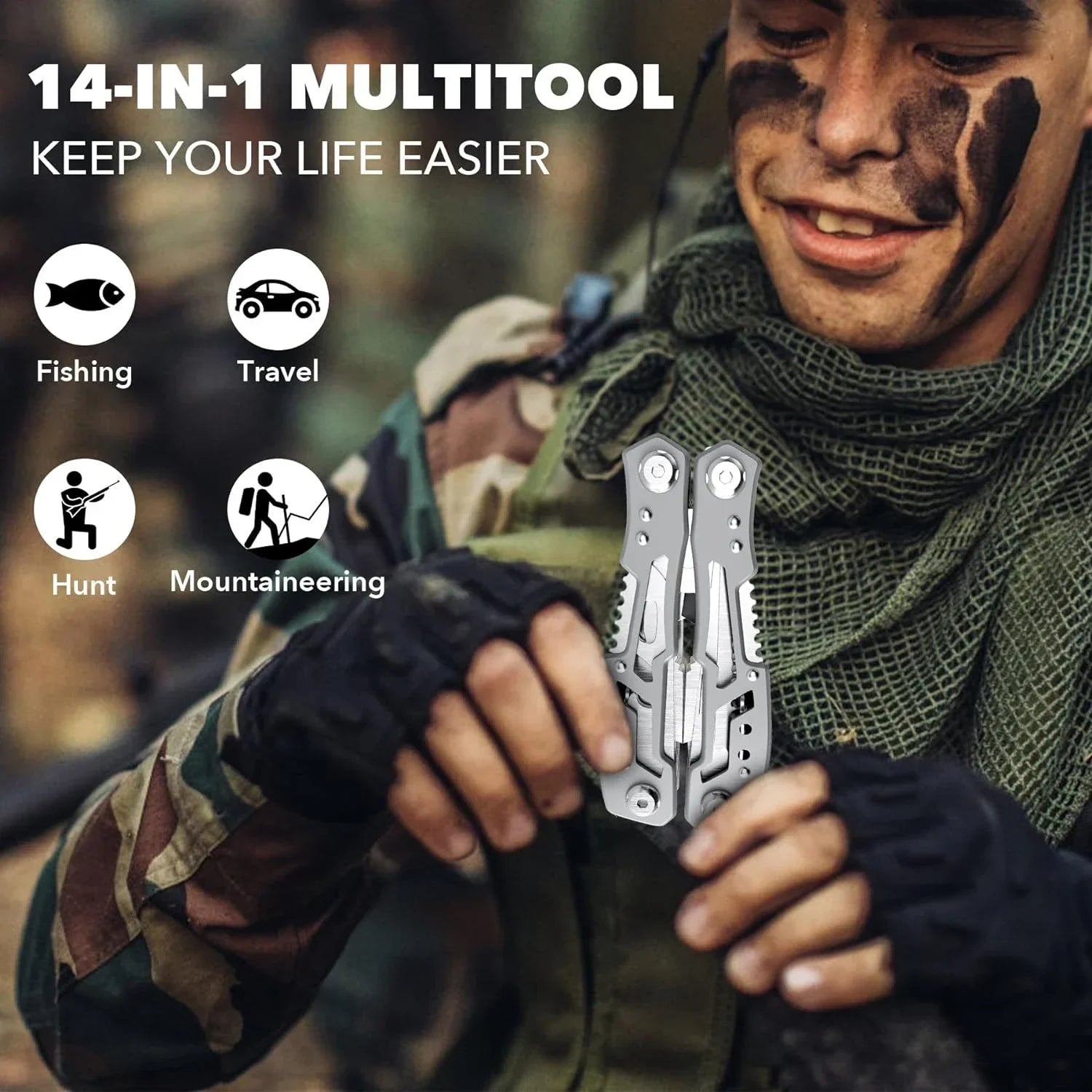 Hand Diy Multi Tools Multi - tool Folding Knives Scissor Cutters EDC Survival Gear Manual Pliers Fishing Outdoor Survival Camping - FushionX Techflex