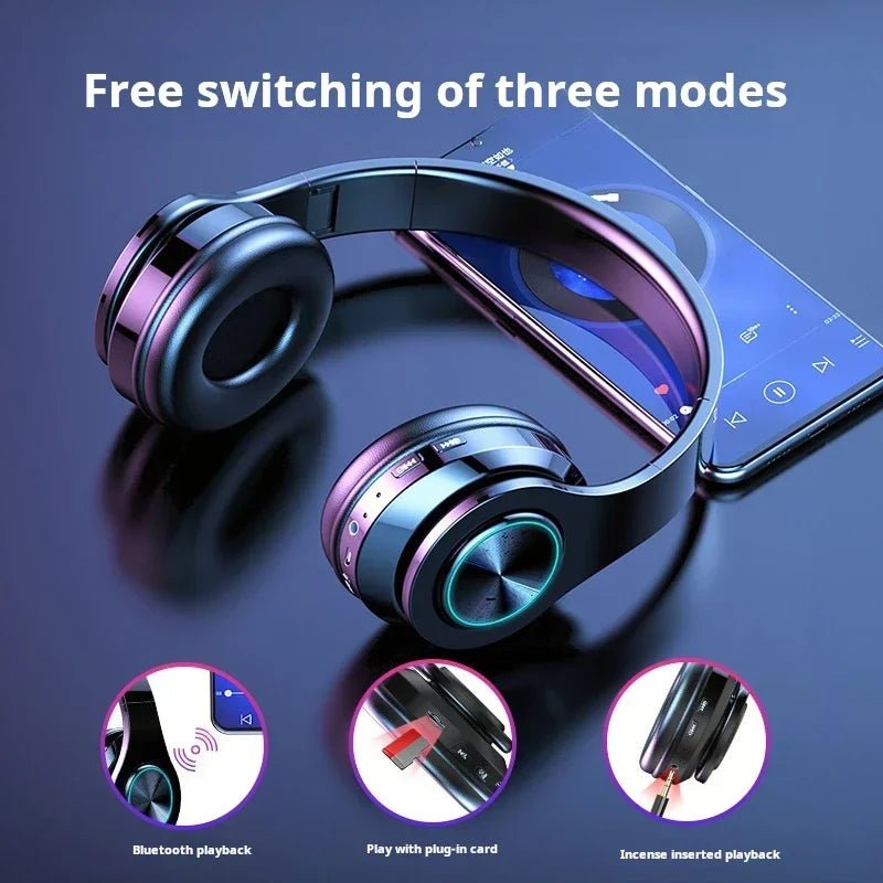 Headsets Gamer Headphones Blutooth Surround Sound Stereo Wireless Earphone USB With MicroPhone Colourful Light PC Laptop Headset - FushionX Techflex