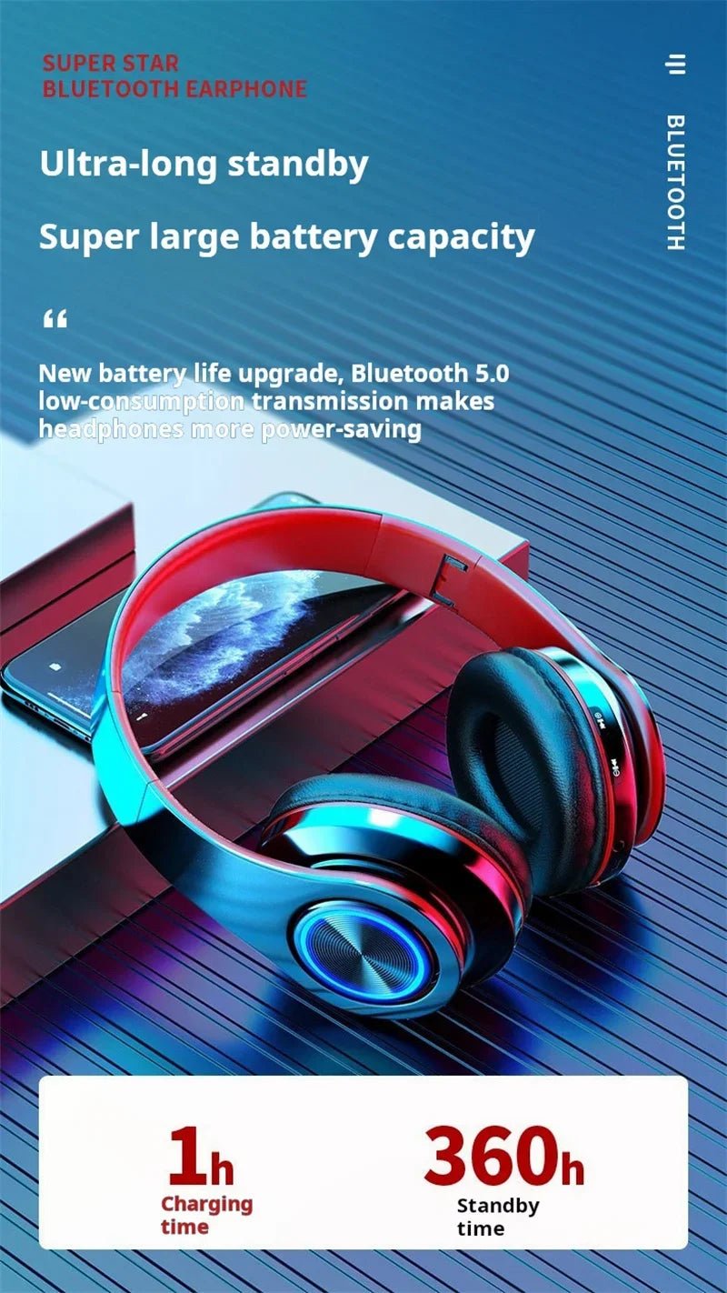 Headsets Gamer Headphones Blutooth Surround Sound Stereo Wireless Earphone USB With MicroPhone Colourful Light PC Laptop Headset - FushionX Techflex