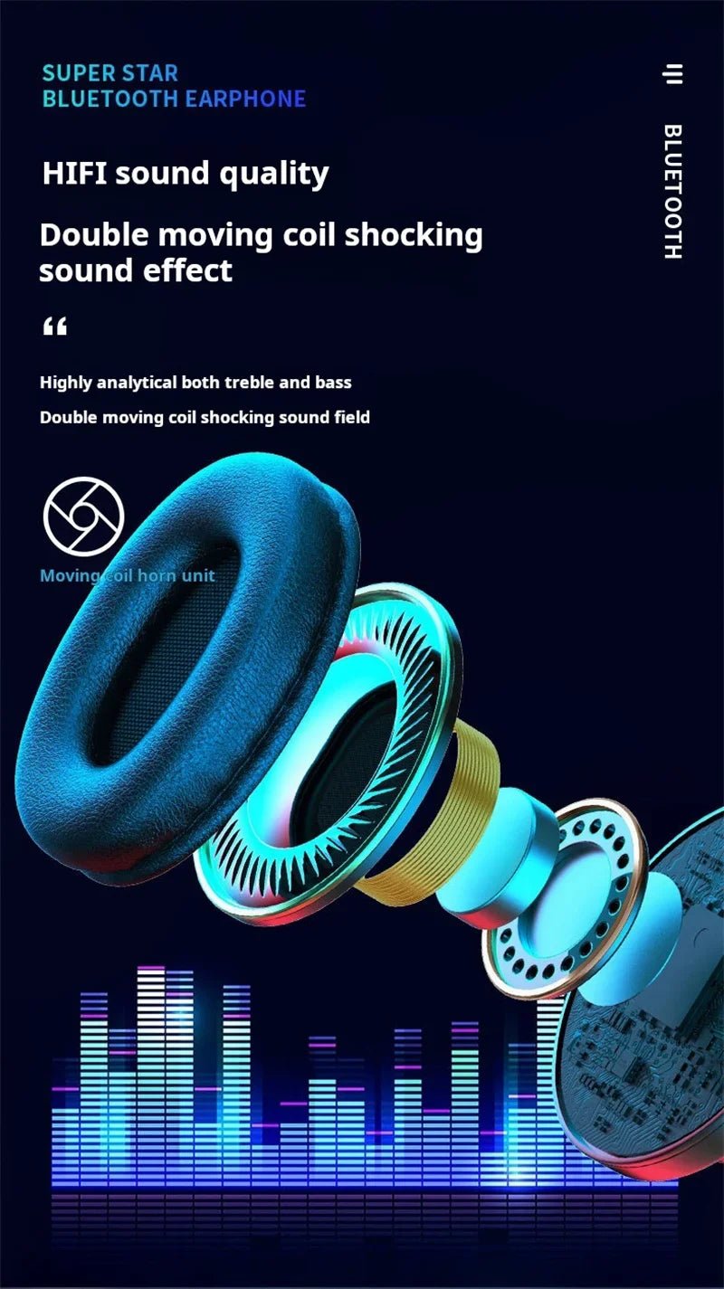 Headsets Gamer Headphones Blutooth Surround Sound Stereo Wireless Earphone USB With MicroPhone Colourful Light PC Laptop Headset - FushionX Techflex