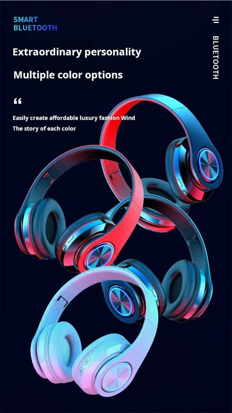Headsets Gamer Headphones Blutooth Surround Sound Stereo Wireless Earphone USB With MicroPhone Colourful Light PC Laptop Headset - FushionX Techflex