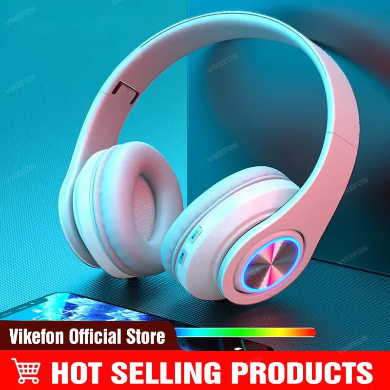 Headsets Gamer Headphones Blutooth Surround Sound Stereo Wireless Earphone USB With MicroPhone Colourful Light PC Laptop Headset - FushionX Techflex