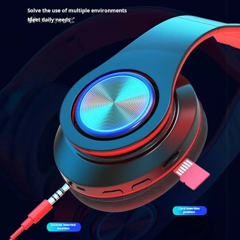 Headsets Gamer Headphones Blutooth Surround Sound Stereo Wireless Earphone USB With MicroPhone Colourful Light PC Laptop Headset - FushionX Techflex