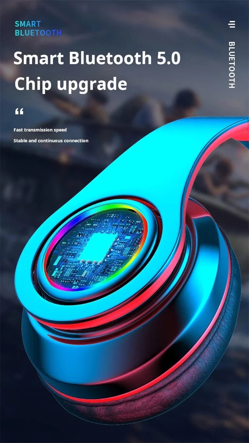 Headsets Gamer Headphones Blutooth Surround Sound Stereo Wireless Earphone USB With MicroPhone Colourful Light PC Laptop Headset - FushionX Techflex