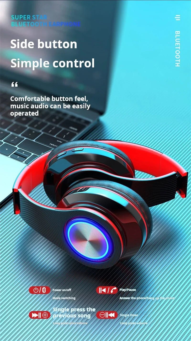 Headsets Gamer Headphones Blutooth Surround Sound Stereo Wireless Earphone USB With MicroPhone Colourful Light PC Laptop Headset - FushionX Techflex