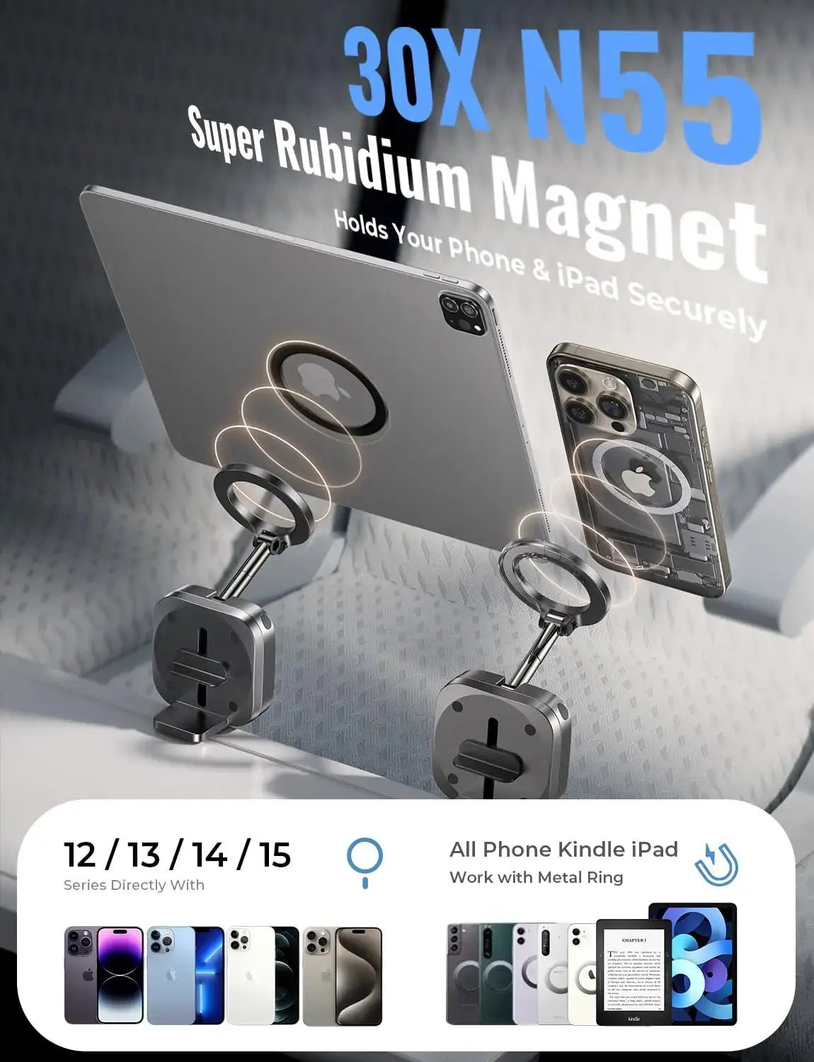LISEN for MagSafe Car Mount 360 Degrees Phone Holder Universal Smartphone Stands Car Rack Dashboard - FushionX Techflex