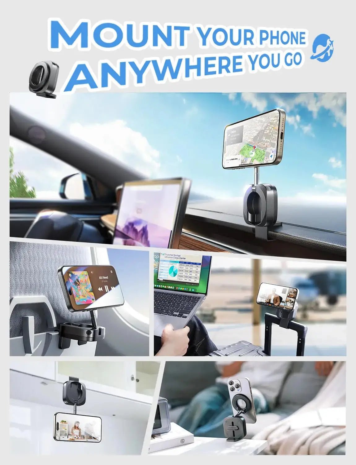 LISEN for MagSafe Car Mount 360 Degrees Phone Holder Universal Smartphone Stands Car Rack Dashboard - FushionX Techflex