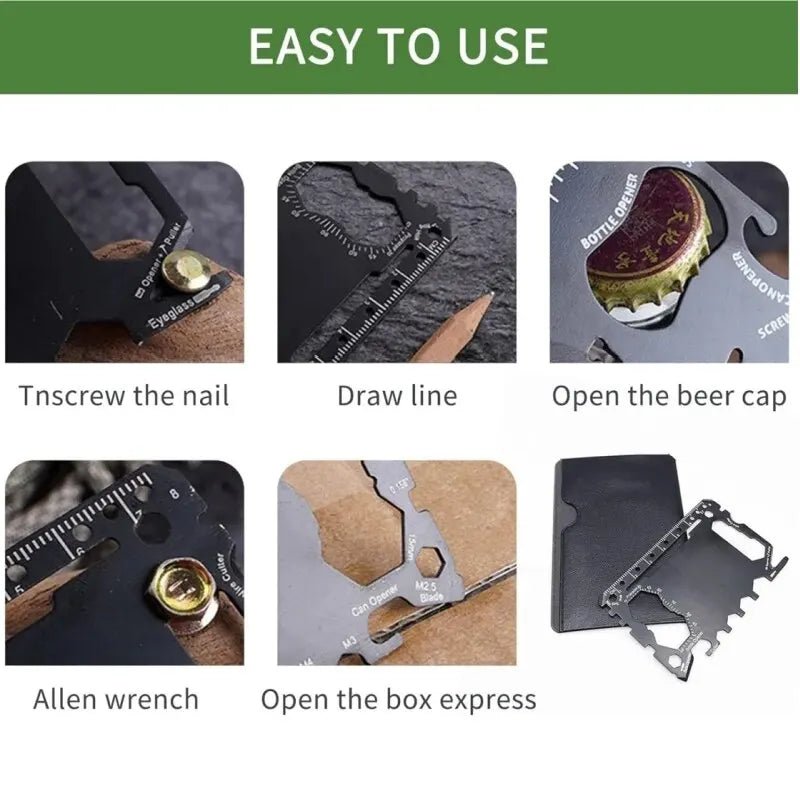 Multi Tool 46 in 1 Credit Card Size Outdoor Camping Survival Accessories Multipurpose Gear Gadget Tools for Man Portable - FushionX Techflex