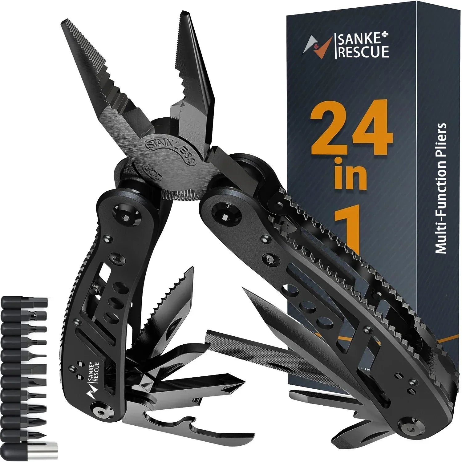 Multitool 24 - in - 1 Multitools Pliers with Professional Multi - tool for Survival Camping and Hunting Gifts for Men Dad Hus band - FushionX Techflex