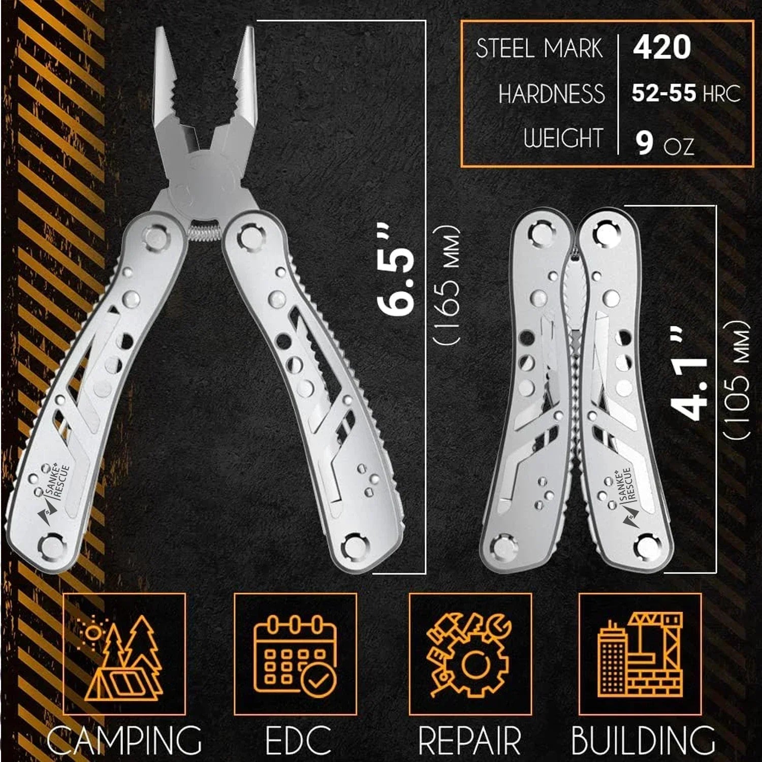 Multitool 24 - in - 1 Multitools Pliers with Professional Multi - tool for Survival Camping and Hunting Gifts for Men Dad Hus band - FushionX Techflex