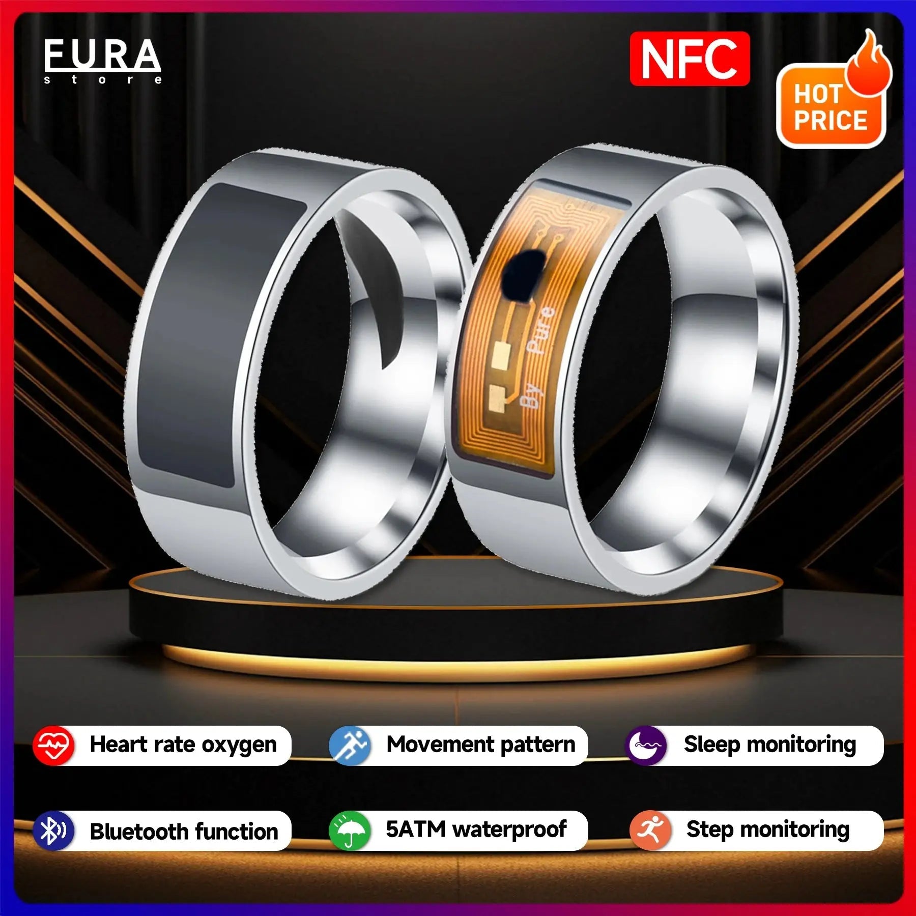 New waterproof multi - functional wearable smart ring Smart accessory NFC Smart Ring - FushionX Techflex