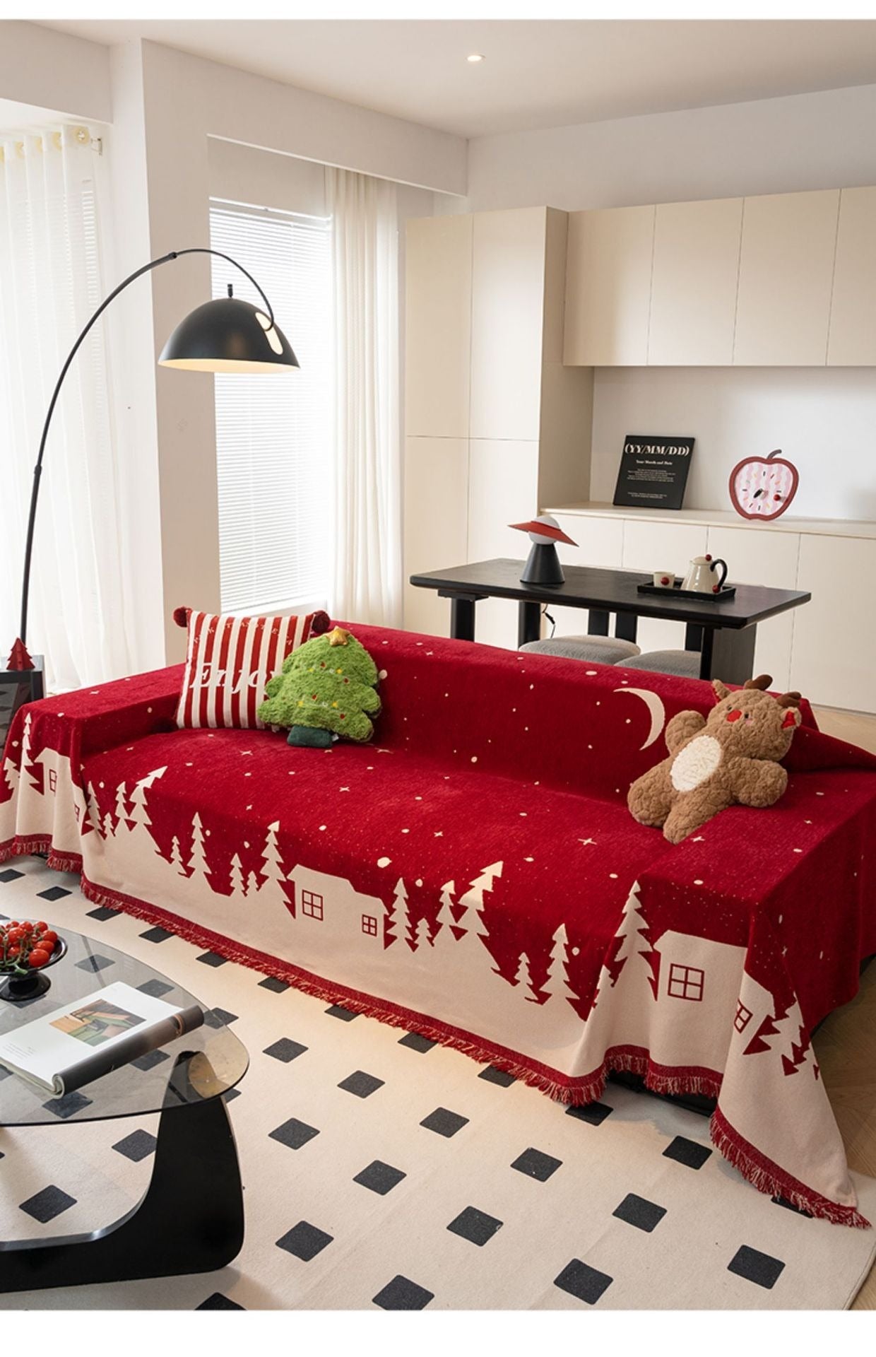 New Year & Christmas Sofa Cover - Full - Coverage Throw For All Seasons Universal Anti - Slip Seat Cushion & Sofa Cover - FushionX Techflex