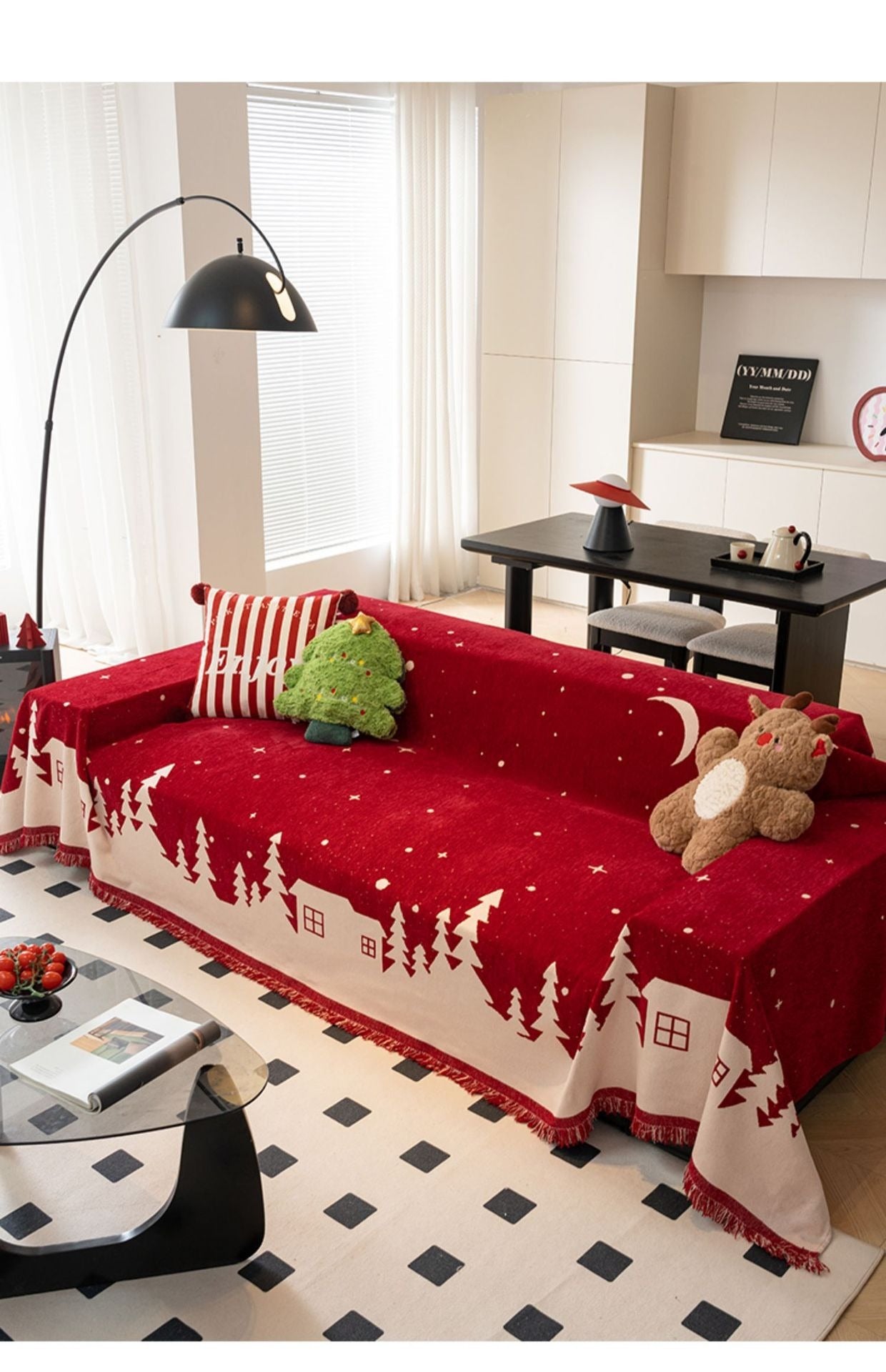 New Year & Christmas Sofa Cover - Full - Coverage Throw For All Seasons Universal Anti - Slip Seat Cushion & Sofa Cover - FushionX Techflex