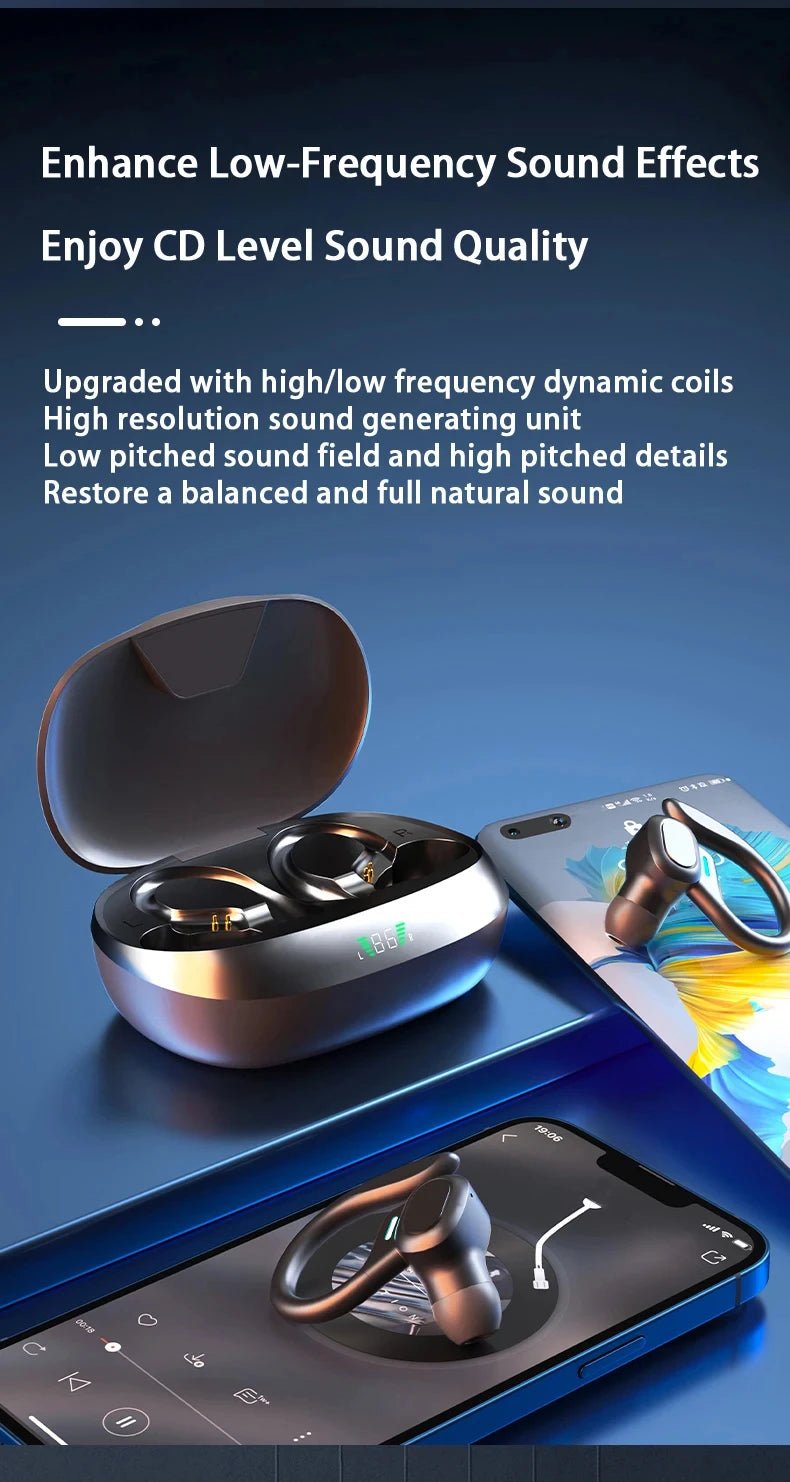 Original Wireless Earphones Ture Wireless Earbuds Ear Hook Sports HiFI Stereo Waterproof Headset With Mic TWS Headphone - FushionX Techflex