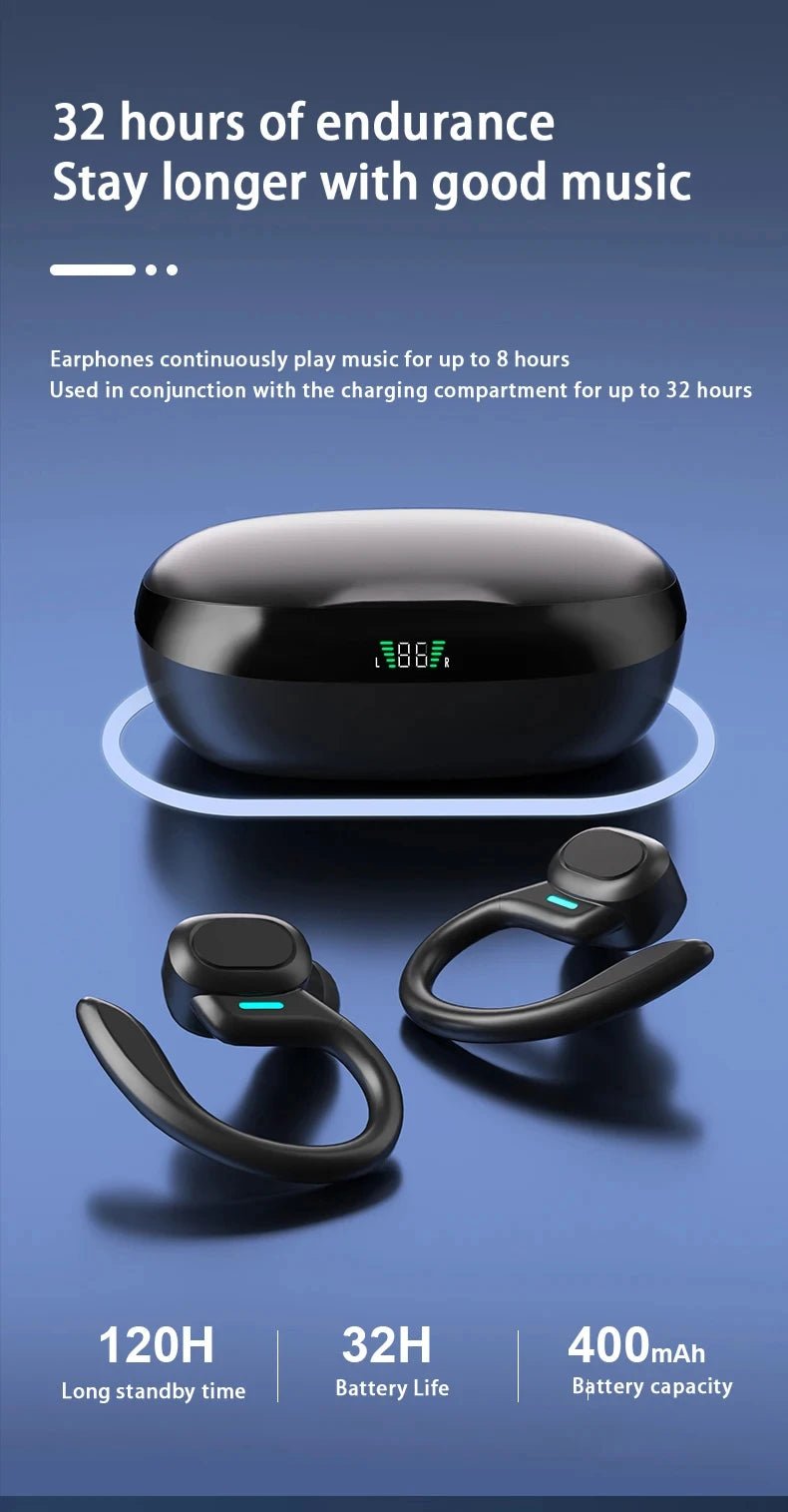 Original Wireless Earphones Ture Wireless Earbuds Ear Hook Sports HiFI Stereo Waterproof Headset With Mic TWS Headphone - FushionX Techflex