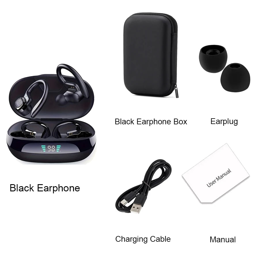Original Wireless Earphones Ture Wireless Earbuds Ear Hook Sports HiFI Stereo Waterproof Headset With Mic TWS Headphone - FushionX Techflex