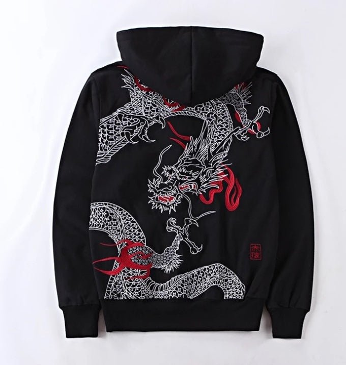 Red Embroidered Dragon Sweatshirt - FushionX Techflex