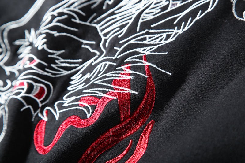 Red Embroidered Dragon Sweatshirt - FushionX Techflex