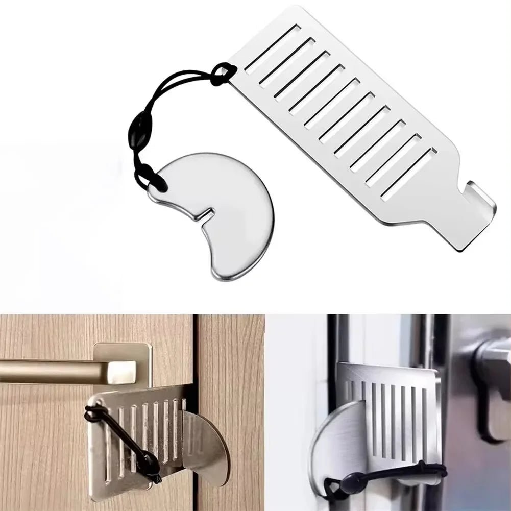 Safety Anti - theft Door Blocker Portable 8cm Stainless Steel Safe Security Tool For Home Privacy Hotel Travel Door Lock Stopper - FushionX Techflex