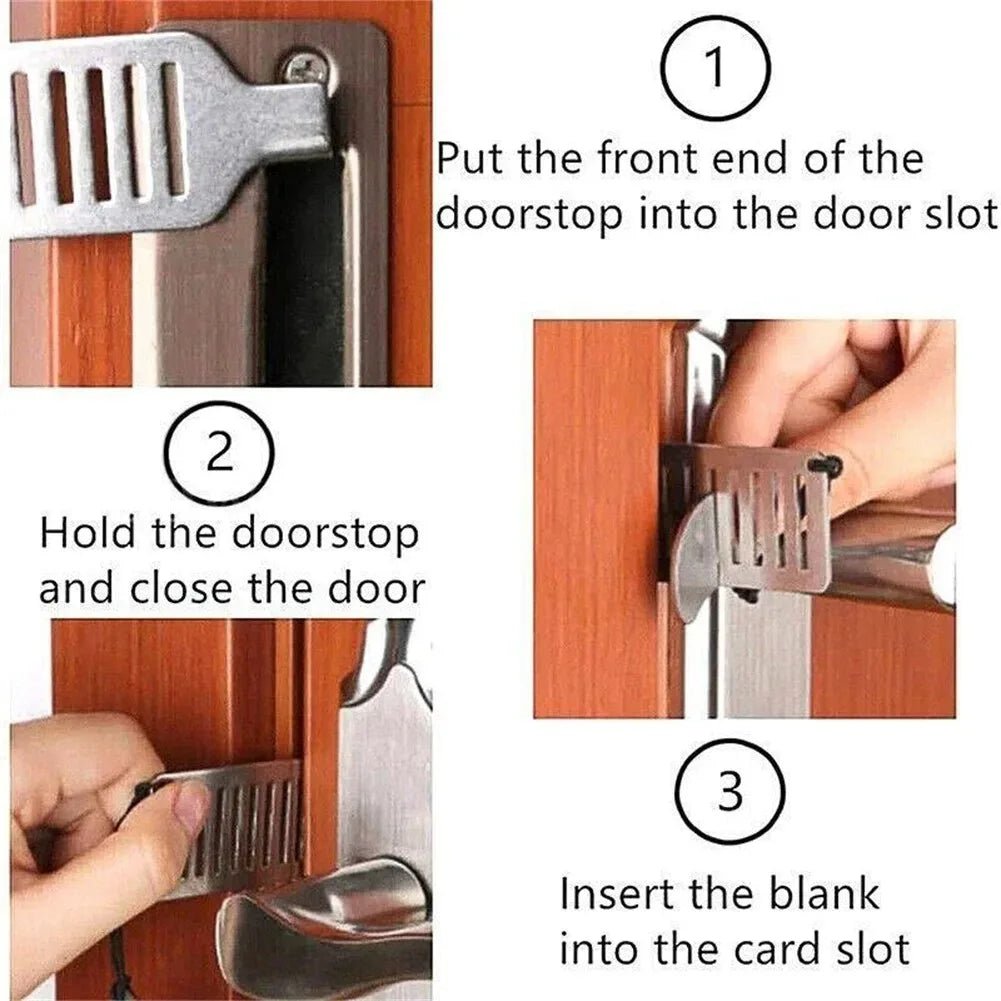Safety Anti - theft Door Blocker Portable 8cm Stainless Steel Safe Security Tool For Home Privacy Hotel Travel Door Lock Stopper - FushionX Techflex