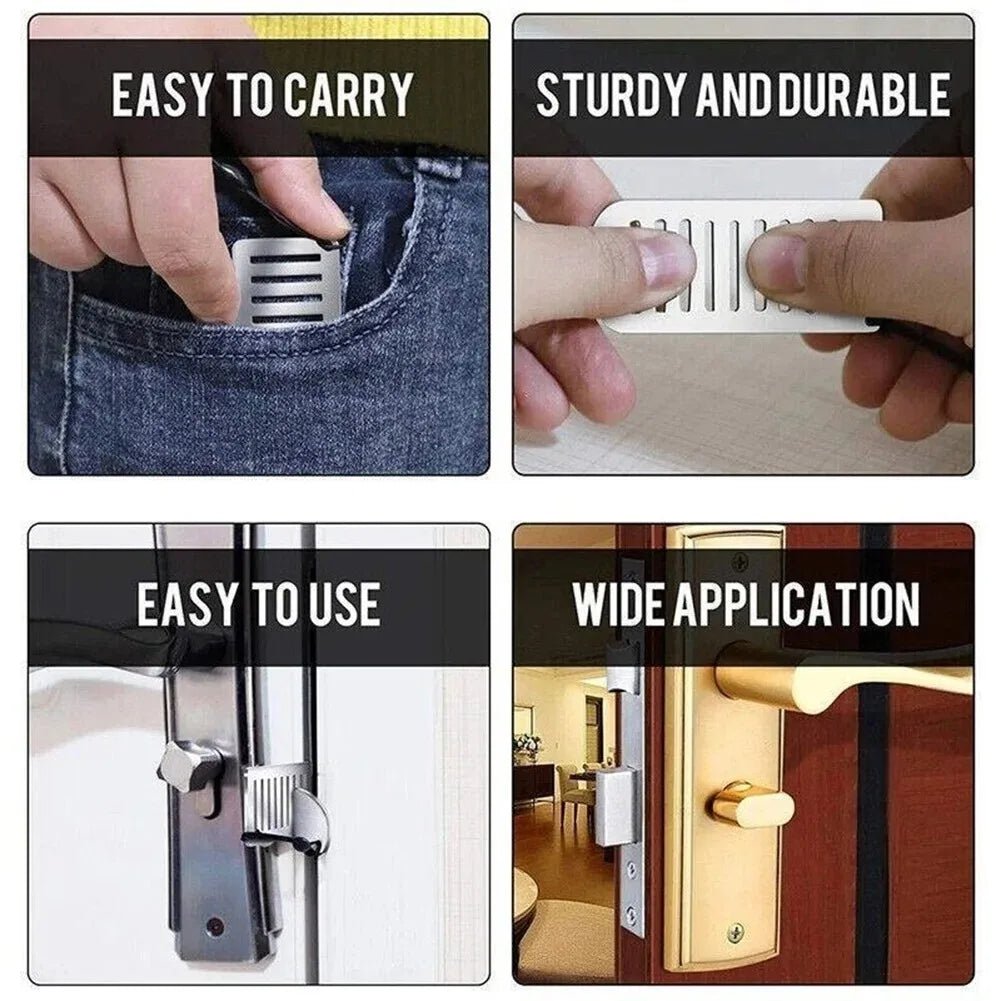 Safety Anti - theft Door Blocker Portable 8cm Stainless Steel Safe Security Tool For Home Privacy Hotel Travel Door Lock Stopper - FushionX Techflex
