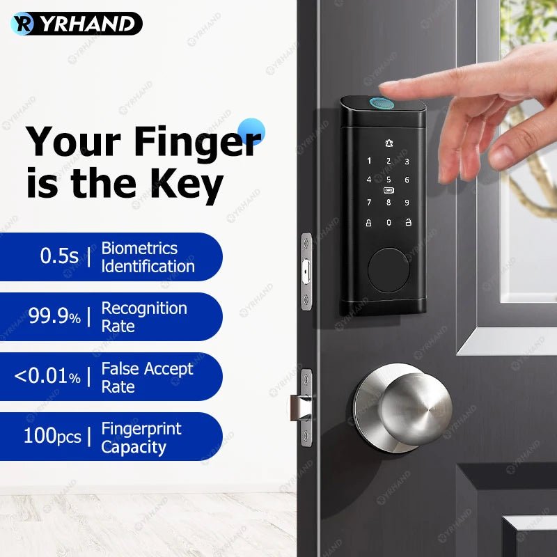 Smart Deadbolt Locks for Smart Home Alexa WiFi TTlock App Biometric Fingerprint keyless Entry Keypad door lock with Gateway - FushionX Techflex