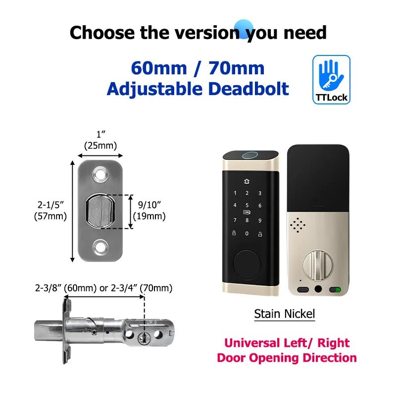 Smart Deadbolt Locks for Smart Home Alexa WiFi TTlock App Biometric Fingerprint keyless Entry Keypad door lock with Gateway - FushionX Techflex