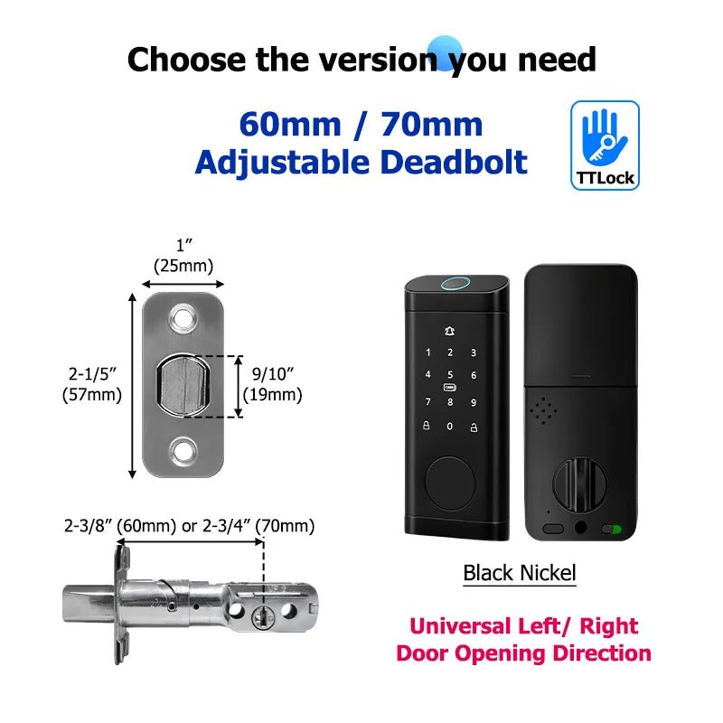 Smart Deadbolt Locks for Smart Home Alexa WiFi TTlock App Biometric Fingerprint keyless Entry Keypad door lock with Gateway - FushionX Techflex