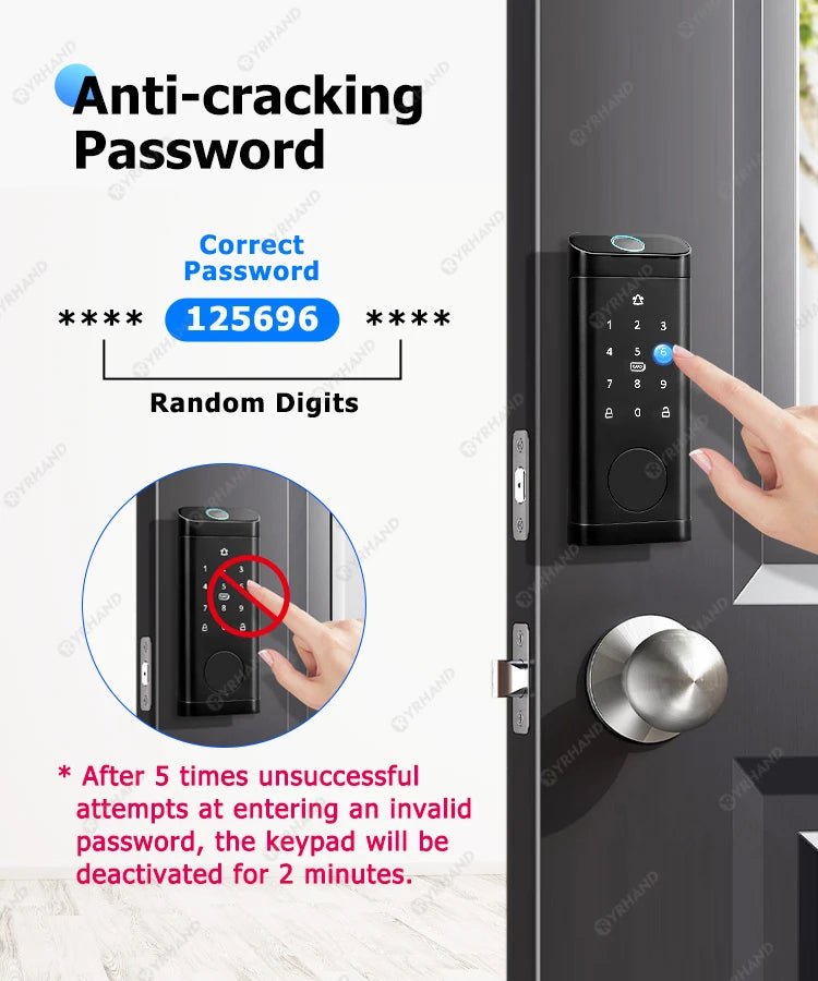 Smart Deadbolt Locks for Smart Home Alexa WiFi TTlock App Biometric Fingerprint keyless Entry Keypad door lock with Gateway - FushionX Techflex