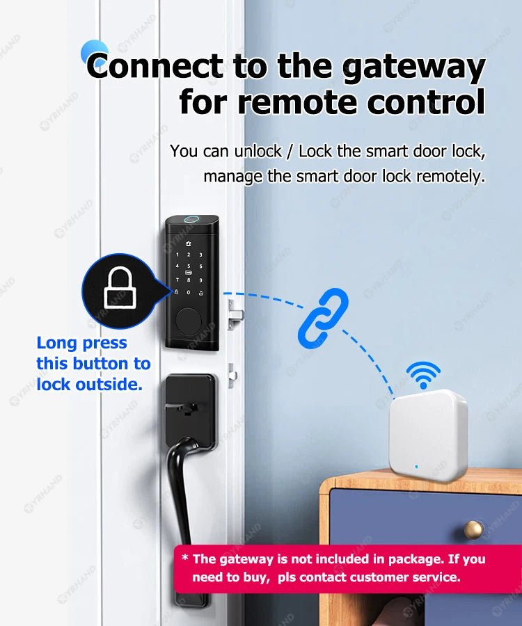 Smart Deadbolt Locks for Smart Home Alexa WiFi TTlock App Biometric Fingerprint keyless Entry Keypad door lock with Gateway - FushionX Techflex
