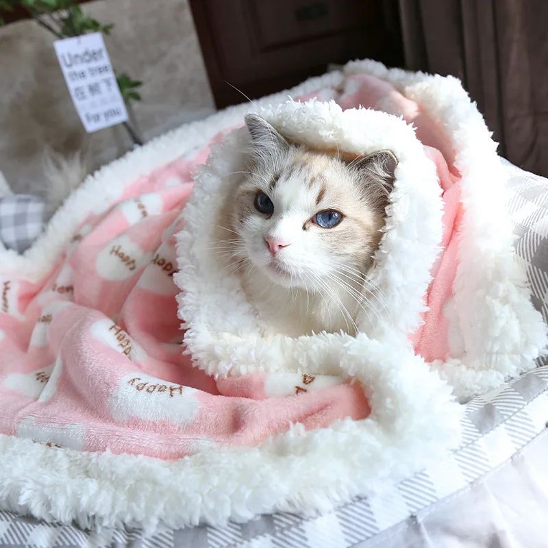 Thick Lamb Fleece Pet Dog Blanket Soft Flannel Cat And Dog Cushion To Keep Warm Cat And Dog Sleeping Blanket Winter Pet Cushion - FushionX Techflex