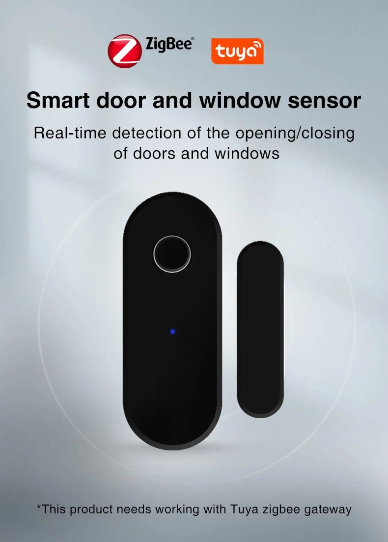 Tuya Smart Zigbee Door Sensor Door Window Open Close Detector Black Smart Home Security System Work With Gateway Smart Life APP - FushionX Techflex