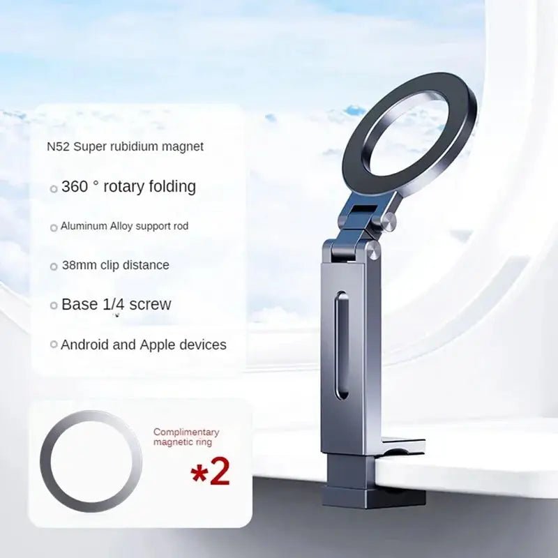 Universal Magnetic Phone Holder Travel Essential Flexible Rotation Hands - Free Airplane Phone Mount For Smartphone - FushionX Techflex