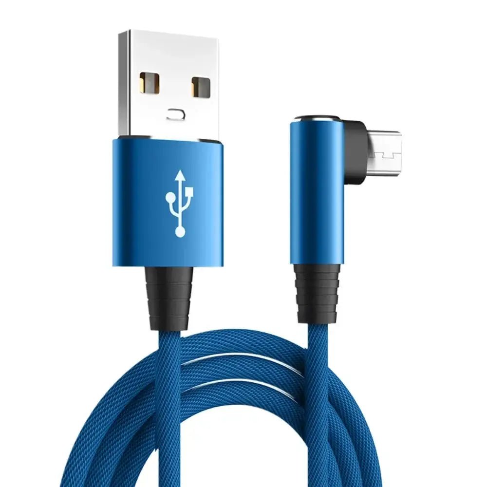 USB Micro Cable 3A 90 Degree Elbow Data Cable Charger Cord for Samsung Xiaomi - FushionX Techflex