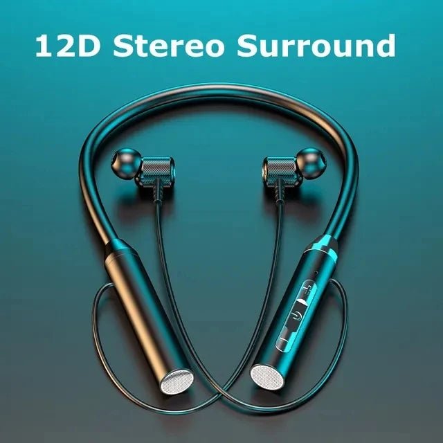 Wireless Headphones Bluetooth 5.0 Neckband Earphones Silicone Hifi 9D Stereo Sports Headset Halter Waterproof Magnetic Earbuds - FushionX Techflex