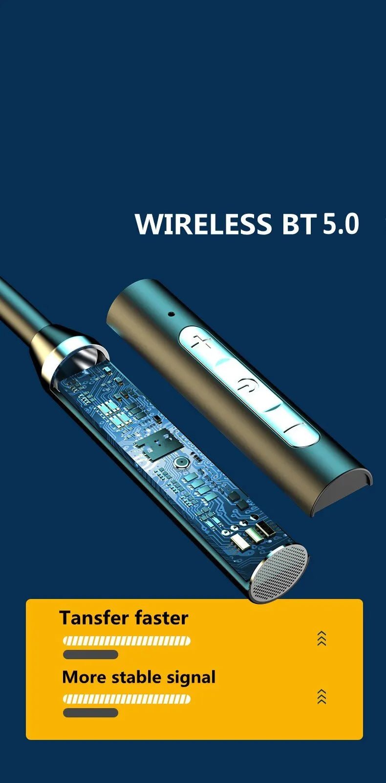 Wireless Headphones Bluetooth 5.0 Neckband Earphones Silicone Hifi 9D Stereo Sports Headset Halter Waterproof Magnetic Earbuds - FushionX Techflex