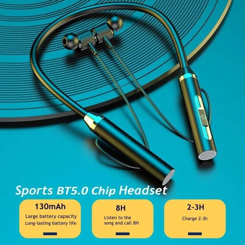 Wireless Headphones Bluetooth 5.0 Neckband Earphones Silicone Hifi 9D Stereo Sports Headset Halter Waterproof Magnetic Earbuds - FushionX Techflex