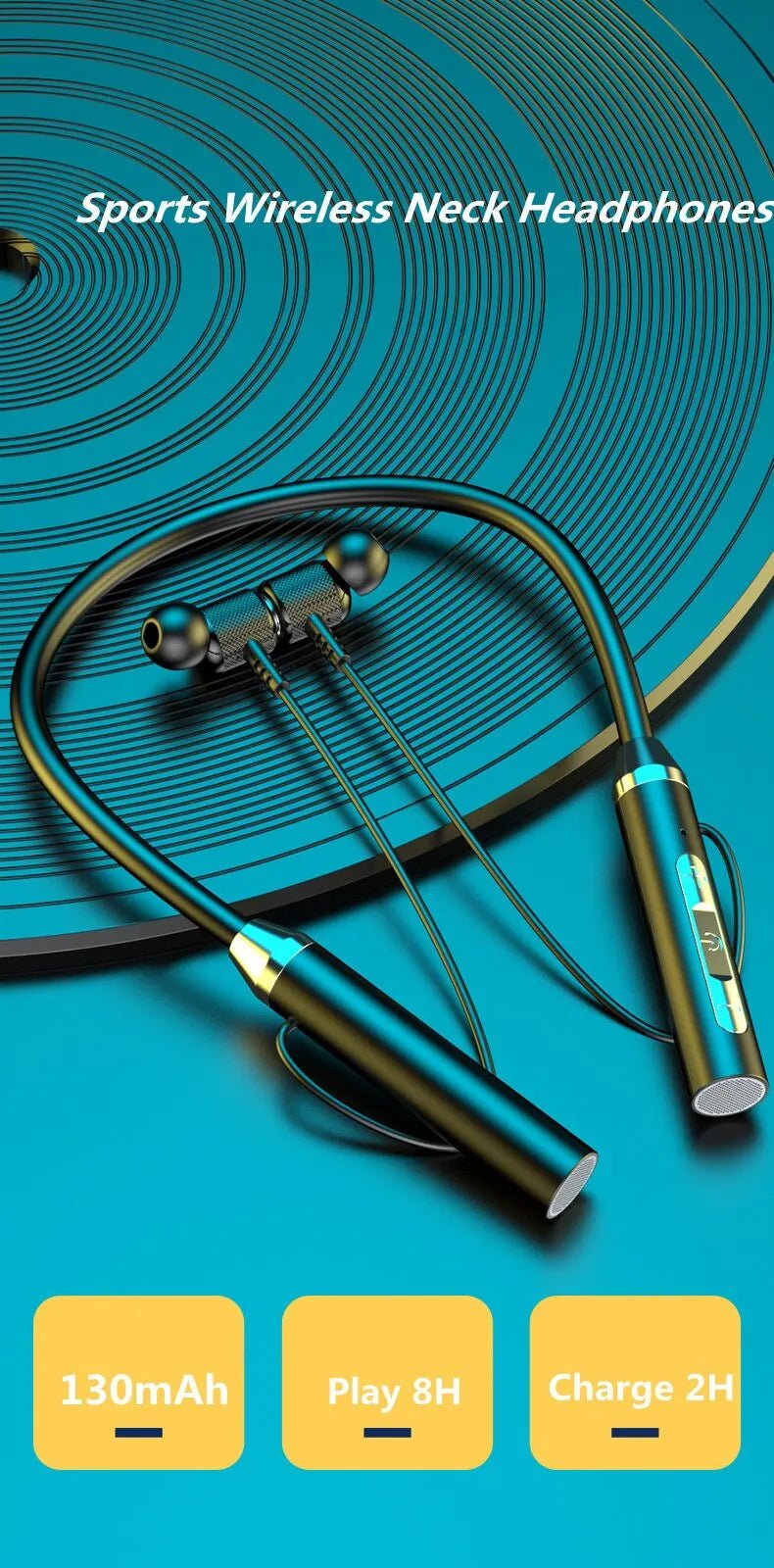 Wireless Headphones Bluetooth 5.0 Neckband Earphones Silicone Hifi 9D Stereo Sports Headset Halter Waterproof Magnetic Earbuds - FushionX Techflex