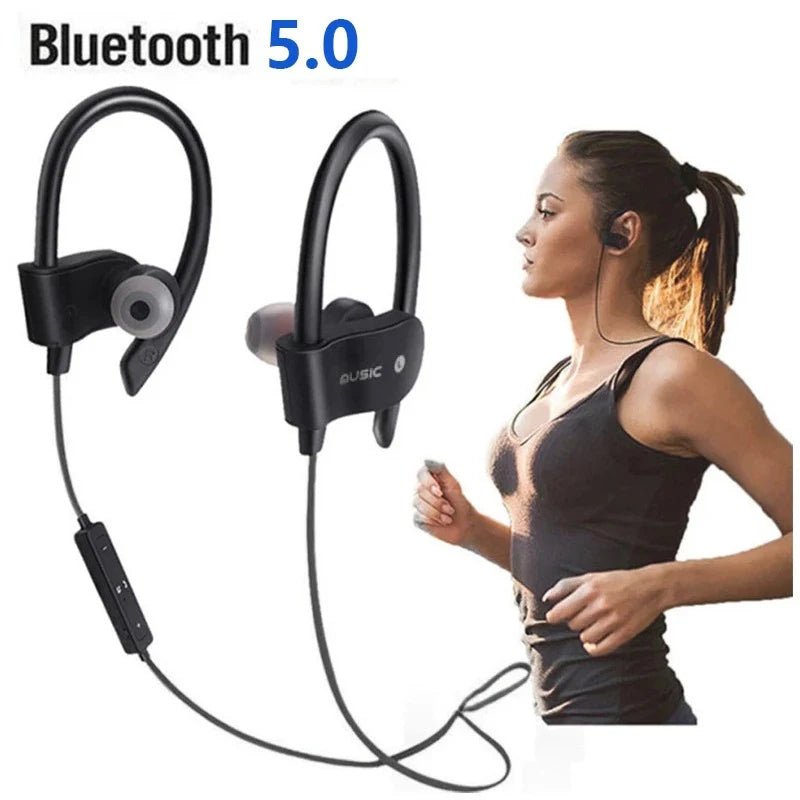 Wireless Headphones Earloop Ear Hook Earbuds Wireless Bluetooth Headset Handsfree Neckband With Mic Bluetooth Earphones - FushionX Techflex