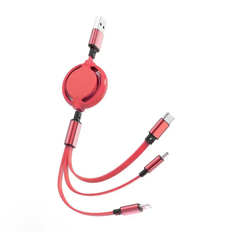 3in1 USB Charging Cable Retractable Charge Cord Fast travel essential USB cable Retractable phone - FushionX Techflex