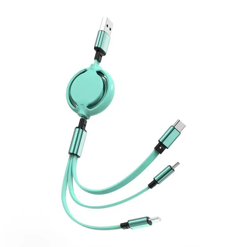 3in1 USB Charging Cable Retractable Charge Cord Fast travel essential USB cable Retractable phone - FushionX Techflex