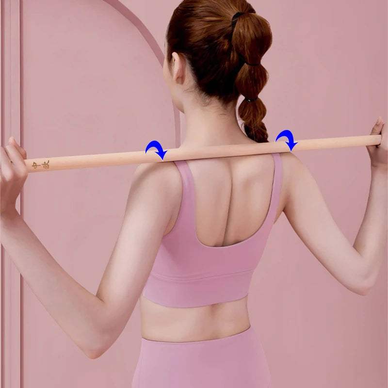 Back Posture Corrector Wooden Yoga Stick Support For Office Gym Home Back Strecher