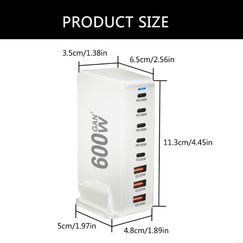 G8DF 600W 8 Port GaNs PD USB C USB A Adapters for Phone